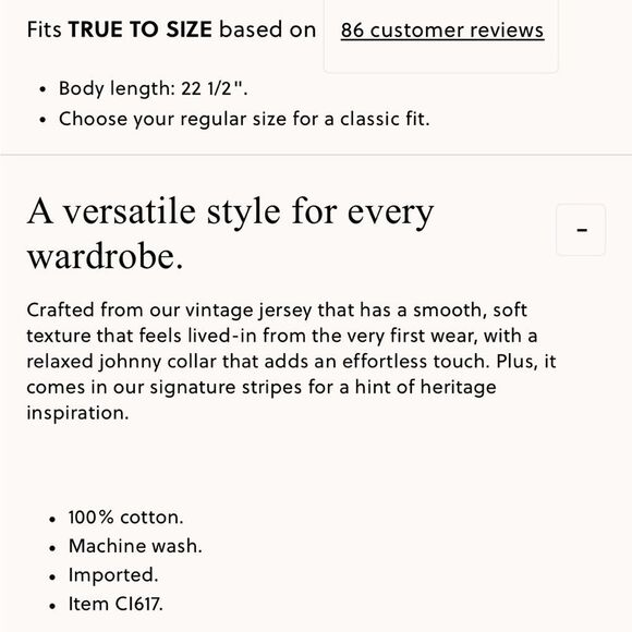 NEW J CREW Vintage jersey johnny-collar shirt in stripe - Picture 3 of 4